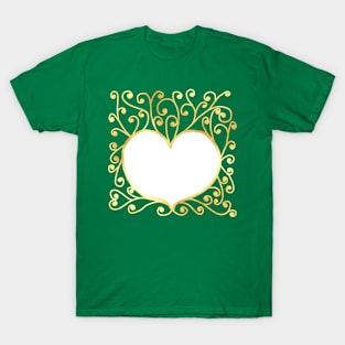 Heart white curly gold T-Shirt